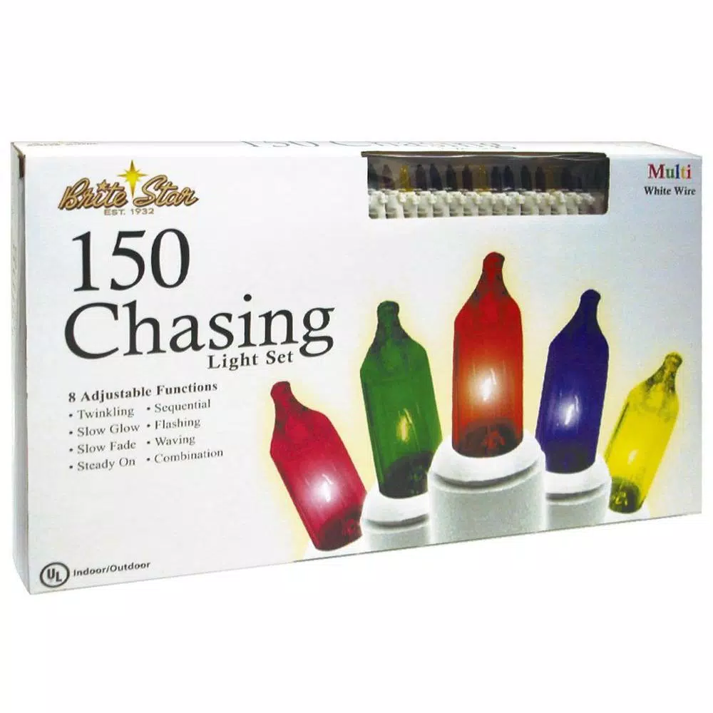 Christmas Lights Brite Star 150-Light Multi-Colored 8 Function Chasing Light Set With White Wire (Set Of 2) 2 Christmas Lights Brite Star 150-Light Multi-Colored 8 Function Chasing Light Set With White Wire (Set Of 2) - Image 2