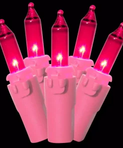 Christmas Lights Brite Star 50-Light Designer Series Pink Mini Light Set, Pink Wire (Set Of 2)