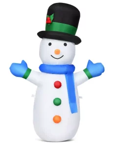 Outdoor Christmas Decorations Costway 4 Ft. Pre-lit LED Lights Christmas Snowman Christmas Inflatable With Strong Weather Resistance