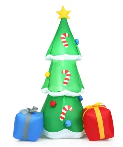 Outdoor Christmas Decorations Costway 6 Ft. Pre-lit LED Lights Christmas Tree With Gift Boxes Blow Up Christmas Inflatable With Zipper