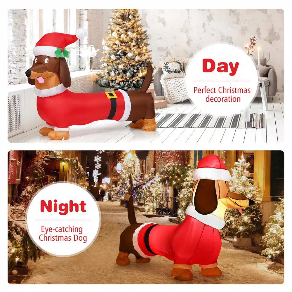 Outdoor Christmas Decorations Costway 5 Ft. Pre-Lit LED Lights Christmas Dog Christmas Inflatable With Waterproof Fan 3 Outdoor Christmas Decorations Costway 5 Ft. Pre-Lit LED Lights Christmas Dog Christmas Inflatable With Waterproof Fan - Image 3