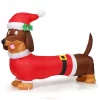 Outdoor Christmas Decorations Costway 5 Ft. Pre-Lit LED Lights Christmas Dog Christmas Inflatable With Waterproof Fan