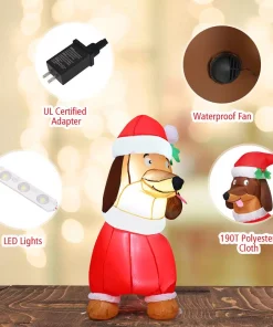 Outdoor Christmas Decorations Costway 5 Ft. Pre-Lit LED Lights Christmas Dog Christmas Inflatable With Waterproof Fan 13 Outdoor Christmas Decorations Costway 5 Ft. Pre-Lit LED Lights Christmas Dog Christmas Inflatable With Waterproof Fan -Christmas Tree Decorations Shop costway christmas inflatables cm22881us 76 1000