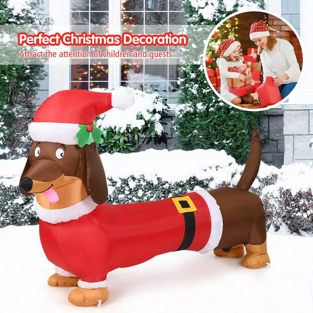 Outdoor Christmas Decorations Costway 5 Ft. Pre-Lit LED Lights Christmas Dog Christmas Inflatable With Waterproof Fan 2 Outdoor Christmas Decorations Costway 5 Ft. Pre-Lit LED Lights Christmas Dog Christmas Inflatable With Waterproof Fan - Image 2