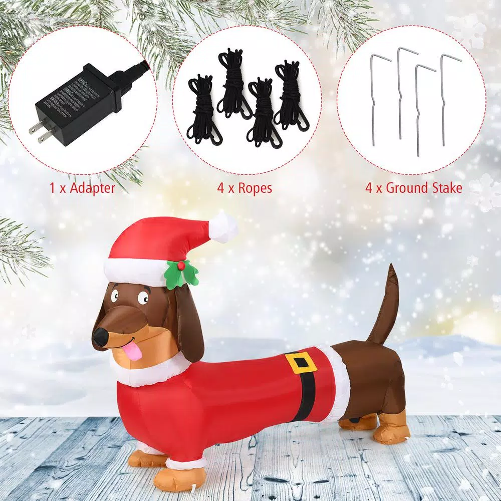 Outdoor Christmas Decorations Costway 5 Ft. Pre-Lit LED Lights Christmas Dog Christmas Inflatable With Waterproof Fan 6 Outdoor Christmas Decorations Costway 5 Ft. Pre-Lit LED Lights Christmas Dog Christmas Inflatable With Waterproof Fan - Image 6