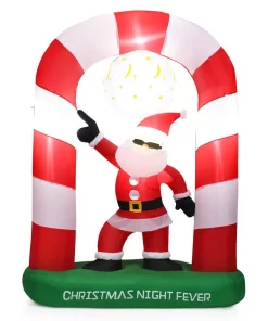 Outdoor Christmas Decorations Costway 7.5 Ft. Christmas Inflatable Lighted Santa Claus Stand On Archway Yard Decoration