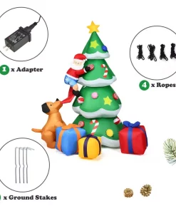 Outdoor Christmas Decorations Costway 7 Ft. Inflatable Santa Decor Christmas Tree With LED Lights -Christmas Tree Decorations Shop costway christmas inflatables cm22884us 1f 1000
