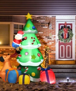 Outdoor Christmas Decorations Costway 7 Ft. Inflatable Santa Decor Christmas Tree With LED Lights -Christmas Tree Decorations Shop costway christmas inflatables cm22884us 31 1000