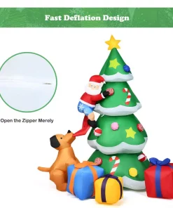 Outdoor Christmas Decorations Costway 7 Ft. Inflatable Santa Decor Christmas Tree With LED Lights -Christmas Tree Decorations Shop costway christmas inflatables cm22884us 44 1000
