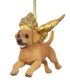 Christmas Tree Decorations Design Toscano 3 In. Honor The Pooch Golden Retriever Holiday Dog Angel Ornament