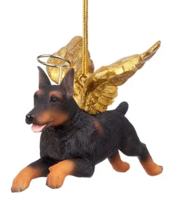 Christmas Tree Decorations Design Toscano 2.5 In. Honor The Pooch Doberman Holiday Dog Angel Ornament