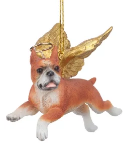Christmas Tree Decorations Design Toscano 3 In. Honor The Pooch Boxer Holiday Dog Angel Ornament