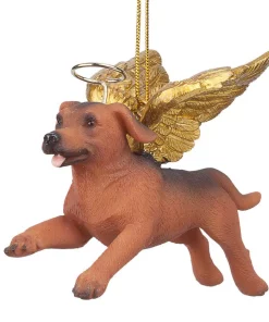 Christmas Tree Decorations Design Toscano 3 In. Honor The Pooch Dachshund Holiday Dog Angel Ornament