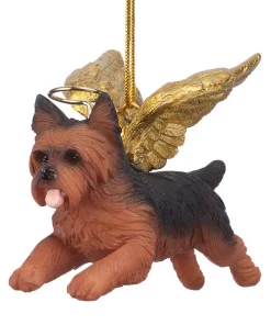 Christmas Tree Decorations Design Toscano 2.5 In. Honor The Pooch Yorkie Holiday Dog Angel Ornament