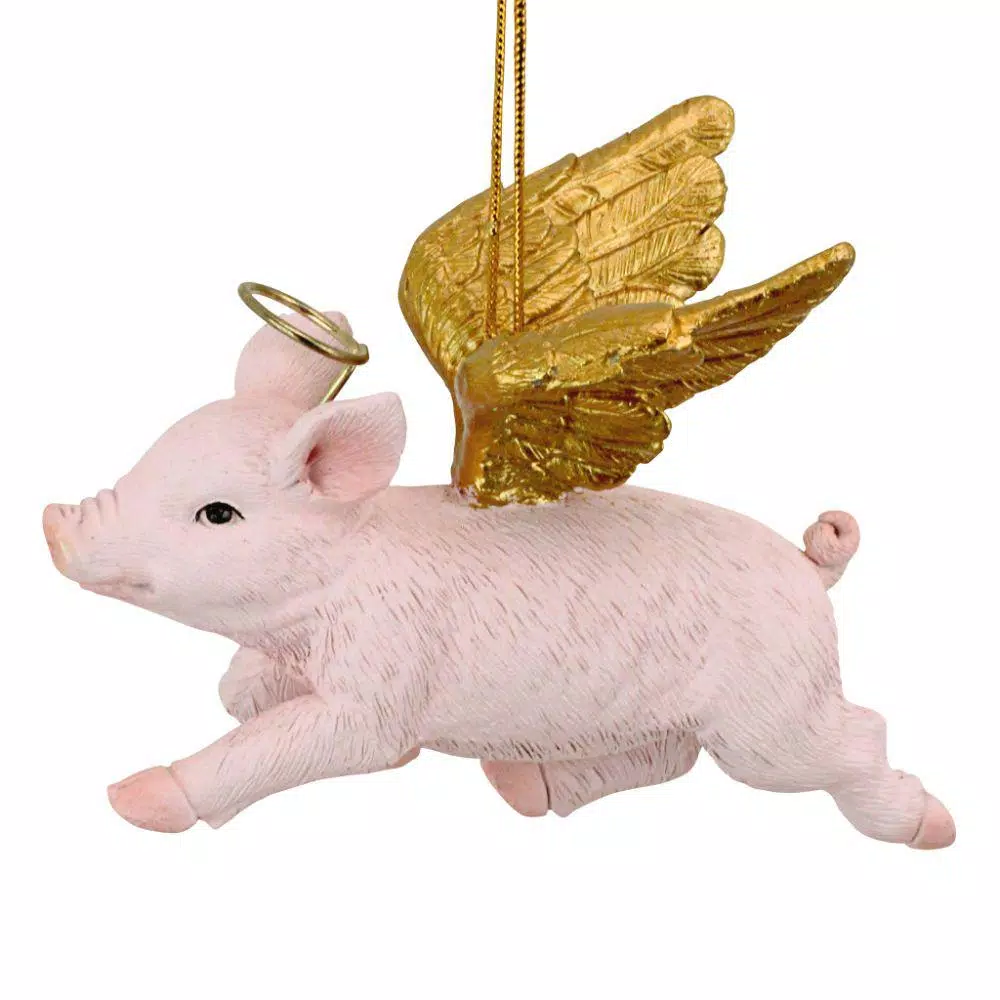 Christmas Tree Decorations Design Toscano 3 In. Hog Heaven Flying Pig Angel Holiday Ornament 3 Christmas Tree Decorations Design Toscano 3 In. Hog Heaven Flying Pig Angel Holiday Ornament - Image 3