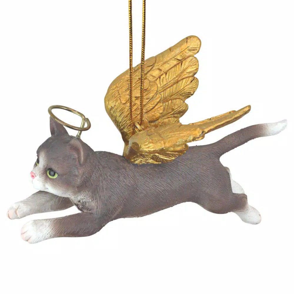 Christmas Tree Decorations Design Toscano 2.5 In. Honor The Feline Grey Tabby Holiday Cat Angel Ornament 5 Christmas Tree Decorations Design Toscano 2.5 In. Honor The Feline Grey Tabby Holiday Cat Angel Ornament - Image 5
