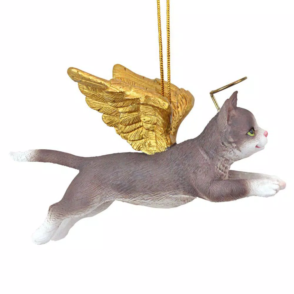 Christmas Tree Decorations Design Toscano 2.5 In. Honor The Feline Grey Tabby Holiday Cat Angel Ornament 3 Christmas Tree Decorations Design Toscano 2.5 In. Honor The Feline Grey Tabby Holiday Cat Angel Ornament - Image 3