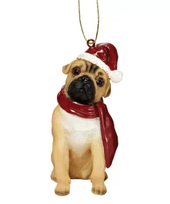 Christmas Tree Decorations Design Toscano 3.5 In. Pug Holiday Dog Ornament Sculpture