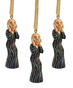 Christmas Tree Decorations Design Toscano 3 In. The Silent Scream Holiday Ornament (3-Piece)