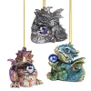 Christmas Tree Decorations Design Toscano 2 In. Three Dragon Virtues Gothic Holiday Ornament (3-Piece)