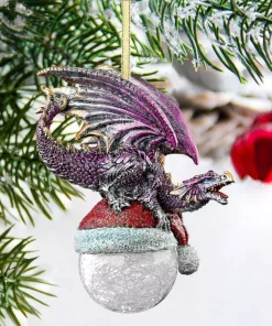 Christmas Tree Decorations Design Toscano 6.5 In. North Pole Dragon Holiday Ornament -Christmas Tree Decorations Shop design toscano christmas ornaments qs93522 44 1000