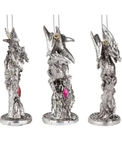 Christmas Tree Decorations Design Toscano 4 In. Three Dragons Of The Amesbury Holiday Gemstone Ornament Set (3-Piece) -Christmas Tree Decorations Shop design toscano christmas ornaments qs989557 44 1000