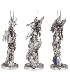 Christmas Tree Decorations Design Toscano 4 In. Three Dragons Of The Amesbury Holiday Gemstone Ornament Set (3-Piece) -Christmas Tree Decorations Shop design toscano christmas ornaments qs989557 4f 1000