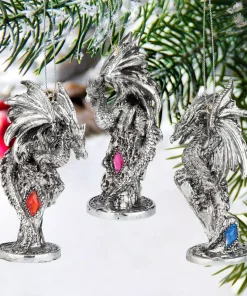 Christmas Tree Decorations Design Toscano 4 In. Three Dragons Of The Amesbury Holiday Gemstone Ornament Set (3-Piece) -Christmas Tree Decorations Shop design toscano christmas ornaments qs989557 fa 1000