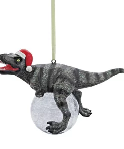 Christmas Tree Decorations Design Toscano 3.5 In. Blitzer, The T-Rex Holiday Ornament (3-Piece)