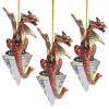 Christmas Tree Decorations Design Toscano 3.5 In. Diamond Dragon Gothic Holiday Ornament (3-Piece)