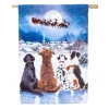 Outdoor Christmas Decorations Evergreen 28 In. X 44 In. Christmas Dogs House Satin Flag