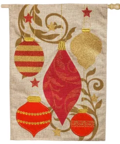 Outdoor Christmas Decorations Evergreen 28 In. X 44 In. Holiday Ornaments House Burlap Flag