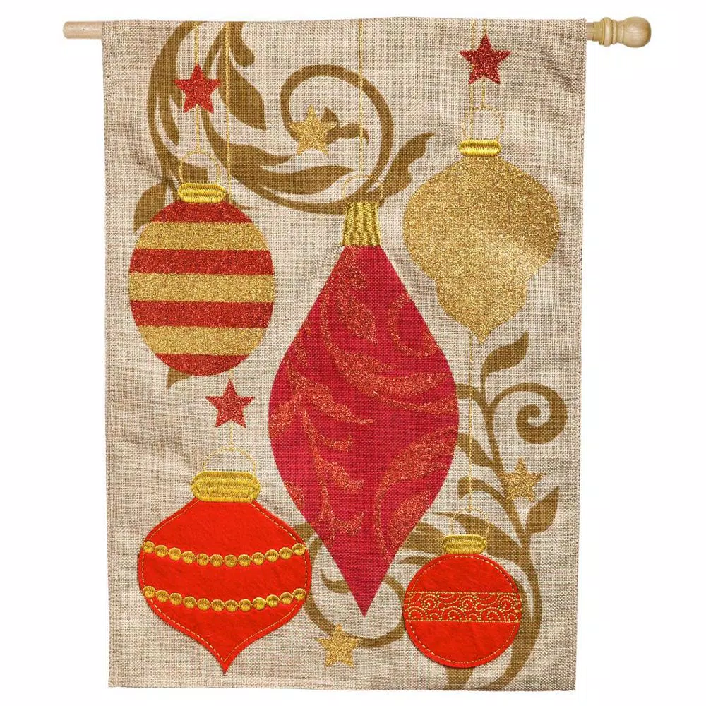 Outdoor Christmas Decorations Evergreen 28 In. X 44 In. Holiday Ornaments House Burlap Flag 1 Outdoor Christmas Decorations Evergreen 28 In. X 44 In. Holiday Ornaments House Burlap Flag
