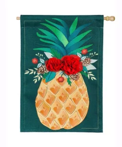 Outdoor Christmas Decorations Evergreen 28 In. X 44 In. Holiday Pineapple House Burlap Flag