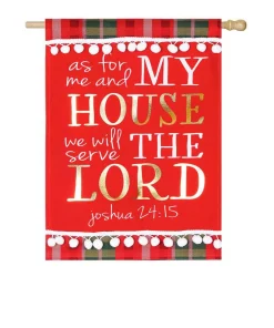 Outdoor Christmas Decorations Evergreen 28 In. X 44 In. Serve The Lord House Linen Flag