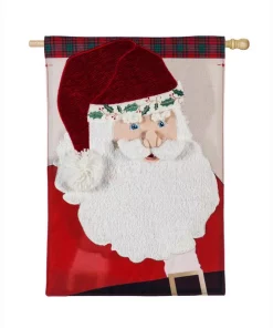 Outdoor Christmas Decorations Evergreen 28 In. X 44 In. Santa Claus House Linen Flag