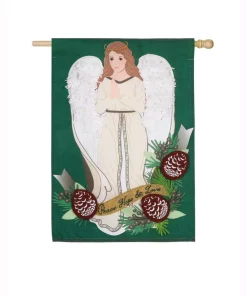 Outdoor Christmas Decorations Evergreen 28 In. X 44 In. Peace Love Hope Angel House Linen Flag