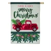 Outdoor Christmas Decorations Evergreen 28 In. X 44 In. Holiday Red Truck House Linen Flag