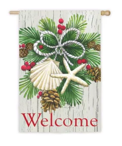 Outdoor Christmas Decorations Evergreen 28 In. X 44 In. Costal Christmas House Sub Suede Flag