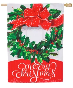Outdoor Christmas Decorations Evergreen 28 In. X 44 In. Merry Christmas Bow House Suede Flag