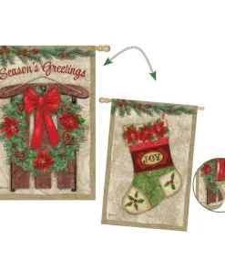 Outdoor Christmas Decorations Evergreen 28 In. X 44 In. Vintage Holiday House Suede Flag