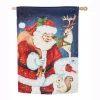 Outdoor Christmas Decorations Evergreen 28 In. X 44 In. Santa And Friends House Suede Flag