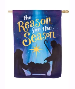 Outdoor Christmas Decorations Evergreen 28 In. X 44 In. Reason For The Season House Suede Flag