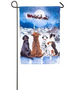 Outdoor Christmas Decorations Evergreen 18 In. X 12.5 In. Christmas Dogs Garden Satin Flag