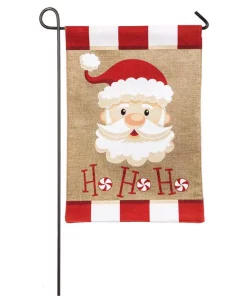 Outdoor Christmas Decorations Evergreen 18 In. X 12.5 In. Santa Ho Ho Ho Garden Burlap Flag