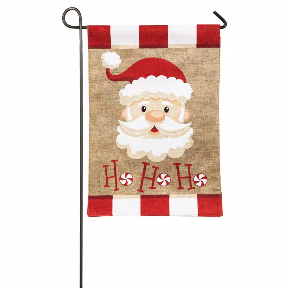 Outdoor Christmas Decorations Evergreen 18 In. X 12.5 In. Santa Ho Ho Ho Garden Burlap Flag 1 Outdoor Christmas Decorations Evergreen 18 In. X 12.5 In. Santa Ho Ho Ho Garden Burlap Flag