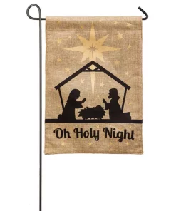 Outdoor Christmas Decorations Evergreen 18 In. X 12.5 In. Oh Holy Night Garden Burlap Flag