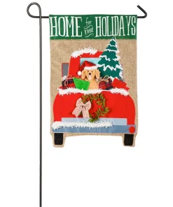 Outdoor Christmas Decorations Evergreen 18 In. X 12.5 In. Home For The Holidays Garden Burlap Flag