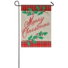 Outdoor Christmas Decorations Evergreen 18 In. X 12.5 In. Merry Christmas Plaid Garden Burlap Flag