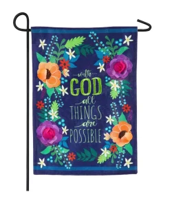 Outdoor Christmas Decorations Evergreen 18 In. X 12.5 In. All Things Are Possible Garden Burlap Flag